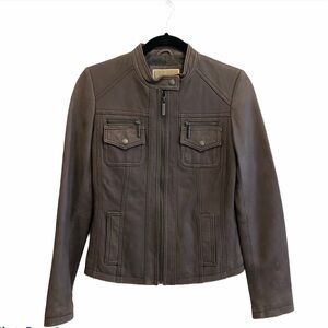 Michael Kors Genuine Leather Brown Moto Jacket xs
